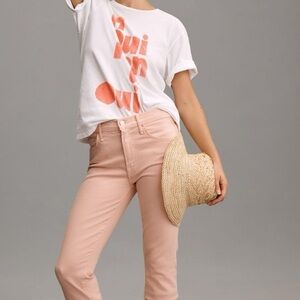 NEW MOTHER Baby Pink Ankle Cropped Flare Jeans 24